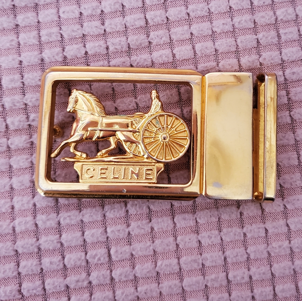 Vintage Celine gold horse carriage belt buckle